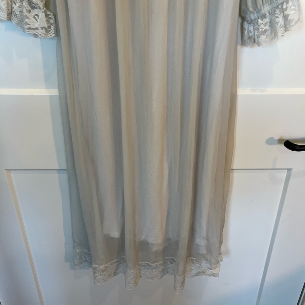 Romantic sheer flowy lace detailing fairycore boho cottagecore maxi dress Sz L - Picture 11 of 12
